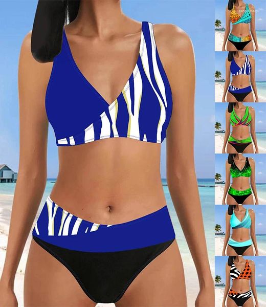 Swimons de maillots de bain féminins de haute qualité 2 pièces de maillot de bain régulier 3D Sports Beach Vacation S-5XL