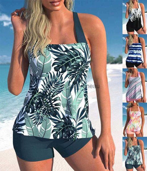 Traje de baño para mujer Diseño de alta calidad Sexy para mujer Bikini Piscina Traje de baño Retro Hoja fresca Impresión Colgando Cuello Correa Traje de baño S-6XL T240328