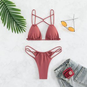 Bikinis de style Swimwear pour femmes Bikinis Sexy Solid Color Beach Bikini Set à maillot de bain