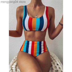 Maillots de bain pour femmes taille haute Bikini 2022 Sexy maillot de bain rayé femmes maillots de bain femme Push up Bikini ensemble vêtements de natation pour maillot de bain maillots de bain T230524