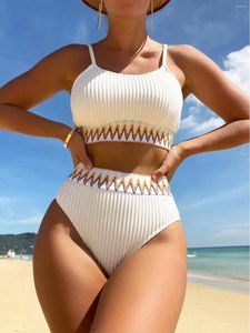 Vrouwen Badmode Hoge Taille Bikini 2024 Vrouwen Sport Vrouwelijke Sexy Badpak Solid Beachwear Zwemmen Zwemmen Badpak Zomer