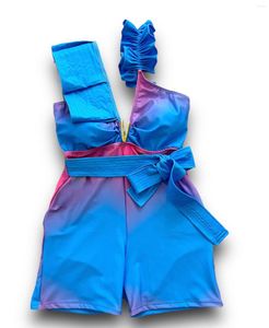 Swimwear Women's High Waist Massuit Push Up Up V-Neck Monokini One Piece Swim Trunks Style Imprimé 2024 Femme Backless Beachwear