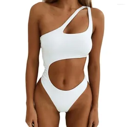 Dameszwemkleding Hollow Out White One Piece Swimsuit For Women Push-Up Gevoerde Bra Beach Bikini Sexy Pool Bathing Bodysuit