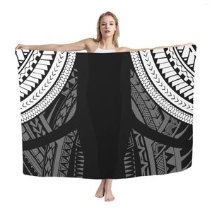 Maillots de bain pour femmes Hycool Noir Polynésien Tribal Print Beach Sarong Femmes Lavalava Maillot de bain Cover Ups Vintage Beachwear Summer Hawaiian Jupe