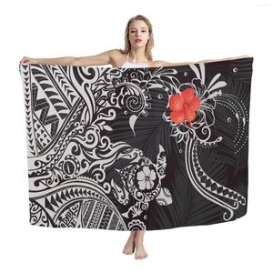 Dames badmode HYCOOL Zwart Polynesische Tribal Turtle Print Beach Sarong Vrouwen Lavavava Badpak Cover Up Jurk Beachwear Hawaiian Skirt