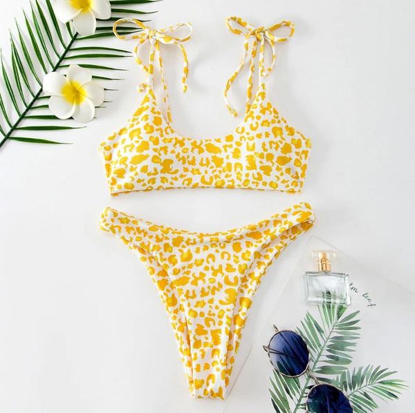 Traje de baño para mujer, conjunto de Bikini con estampado de leopardo, traje de baño Push Up, Bikinis para mujer, conjuntos acolchados para niñas 14-16