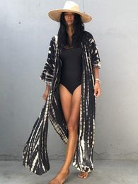 Swimwear féminin Jastie 2023 AUTUMN BEACH Kimono Femme Print Bikini Cover Ups Message de maillot de bain Loose plus