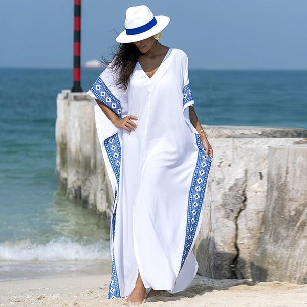 Maillots de bain pour femmes Kaftan Beach Cover Up Summer Femmes Beachwea Tunique Oversize Robe de Plage Sarong Ropa MujerWomen's