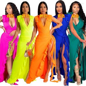 Dames Zwemkleding Kaftans Voor Dames Zomer Jurk Outfits 2023 Met Sexy Nek Jumpsuit Tweedelige Take Onregelmatige Rok Effen Polyester Tunieken