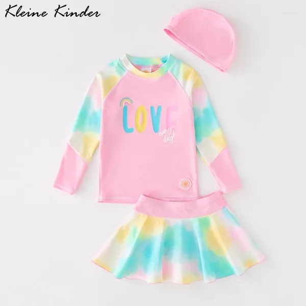 Traje de baño para mujeres Niños para niñas Manga larga Traje de baño rosa Chica Rash Guard Summer Beach Protección UV Niño Surf Natación Traje de baño