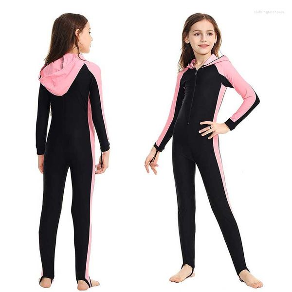 Maillot de bain femme maillot de bain complet avec capuche pour garçons filles une pièce à manches longues Protection UV soleil Rashguard fermeture éclair Diveskin