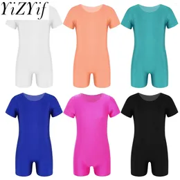 Dames zwemkleding kinderen meisjes ballet tury bodysuits kostuum korte mouwen dans gymnastics jumpsuit unitard dancewear