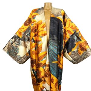 Traje de baño para mujer kimono boho estampado kaftanes bohemios trajes de playa para mujer Elegante Cardigan maxi wear traje de baño vestido de noche kaftan 230914