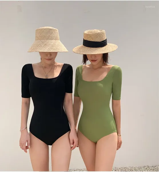 Swimwear Women's Korea Sexy Mesh Cut Hollow Out High Waist Swimsuit Lady Monokini One Piece Femme Swim Bath