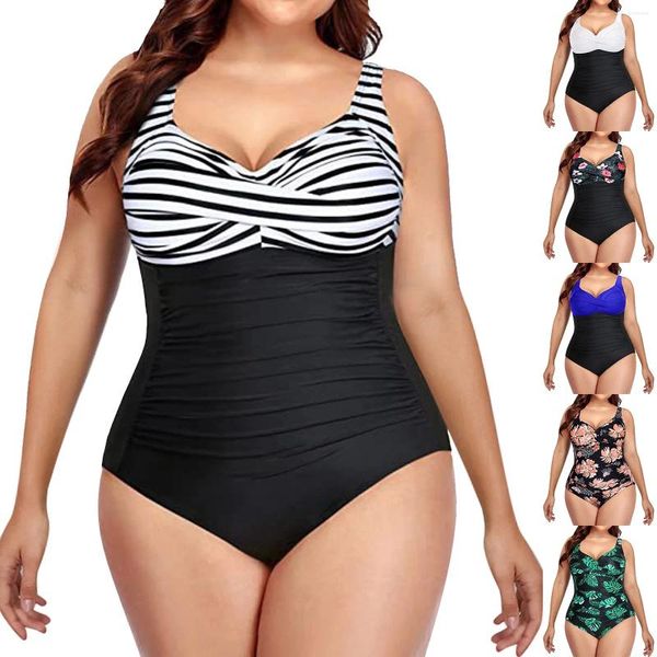 Sweetwear féminin dames grandes poitrine plissée de maillot de bain avec un pyjamas de bikini à la taille et à la taille haute