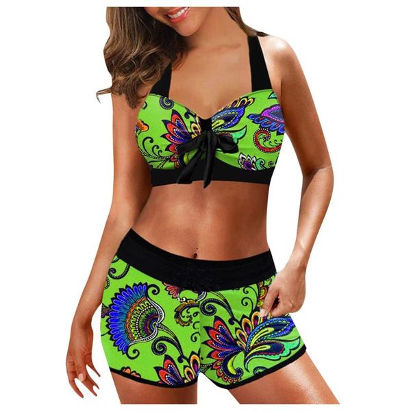 Maillots de bain pour femmes Dames Plus Taille Beachwear Surfwear Ensembles Mode Imprimé Beach Bikini Casual Deux Pièces Maillot De Bain Rembourré