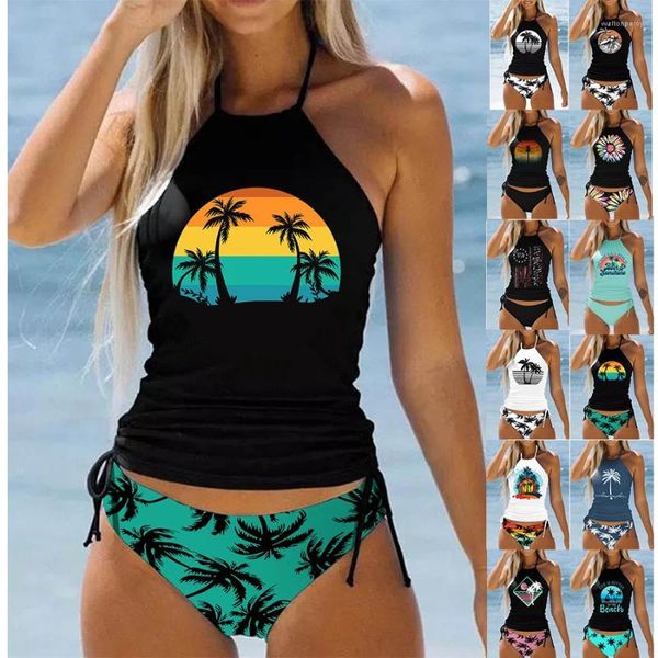 Swimwear de mujeres Damas Bikini de verano Estilo de vacaciones Dos piezas Sexy S-6XL