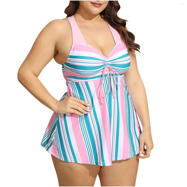 Traje de baño para mujer, Bikini Sexy dividido de talla grande, sujetador a la moda, traje de baño acolchado sin acero, conjuntos sólidos de verano de cintura alta