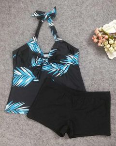 Traje de baño de mujer Traje de baño de dama sexy con estampado de hojas con código de grasa Bikini dividido Cintura alta