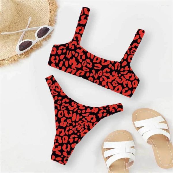 Swimons de maillots de bain féminin Leopard Imprimé bikini push up Up Up Sweet Straps Y2k Design Sexy Femmes Swimsuits de plage