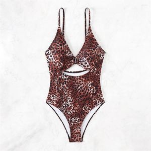 Swimwear féminin Léopard Swimsuit Sexy Print Bikini High Waist Hollow Out Monokini Tropical Femmes One-Piece Bathing Bathing Bathing