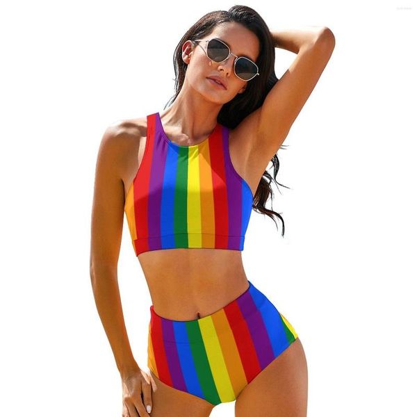 LGBT arc-en-ciel Bikini maillot de bain Sexy Gay Pride drapeau imprimer taille haute Bikinis ensemble femmes élégant maillots de bain imprimer maillot de bain Biquinis