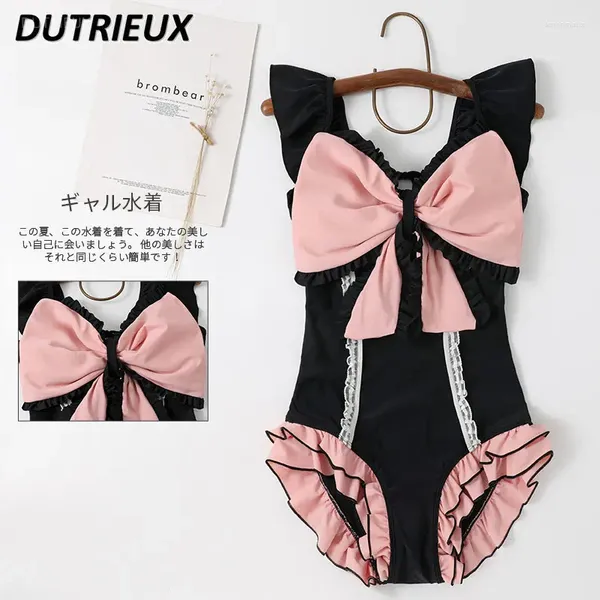 Swimwear féminin Lolita Style japonais Soft Girl Bikini Set Fashion One-pièce MAINTURE COMME BOULE