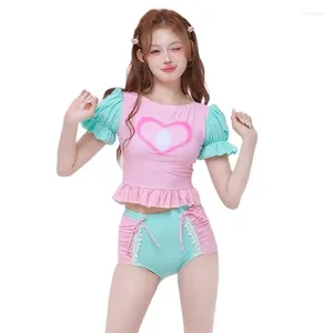 Traje de baño para mujer Lolita Ruffle Princess Mangas de cintura alta Bikini Set Candy Girls Push Up Traje de baño Trajes de baño Dos piezas Dropship