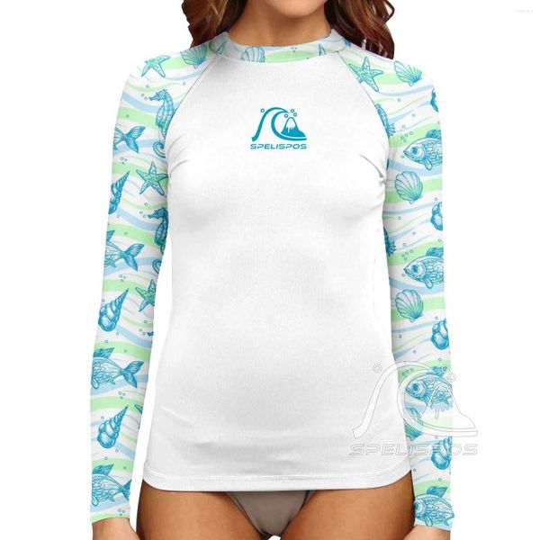 Swearwear pour femmes à manches longues surf de surface UV Protection des sports nautiques Place serrée imprimé de surf à haut élastique