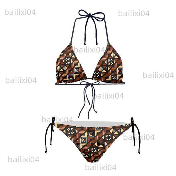 Maillots de bain pour femmes Taille basse Maillots de bain Sexy Lady Bikini Maillot de bain Tissu tribal africain Ankara Wax Custom Print 2022 Femmes Fashion Bra Bikini Set T230417