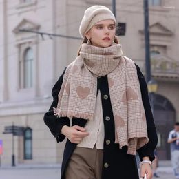 Traje de baño para mujer Bufanda suave de invierno de lujo Mujeres Cashmere Cálido Pashmina Amor Impresión Bufandas Envolturas Gruesas Mantón largo Moda Viajes Silenciador