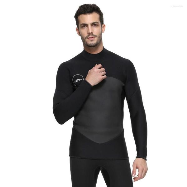 Traje de baño para mujer Traje de neopreno para hombre Top Chaqueta de traje de buceo de neopreno de 3 mm - Manga larga Camisa con cremallera lateral para surfear Snorkeling