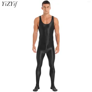 Swimwear pour femmes hommes sans manches brillantes sans manches cadavre le justaucorps body-body combinais