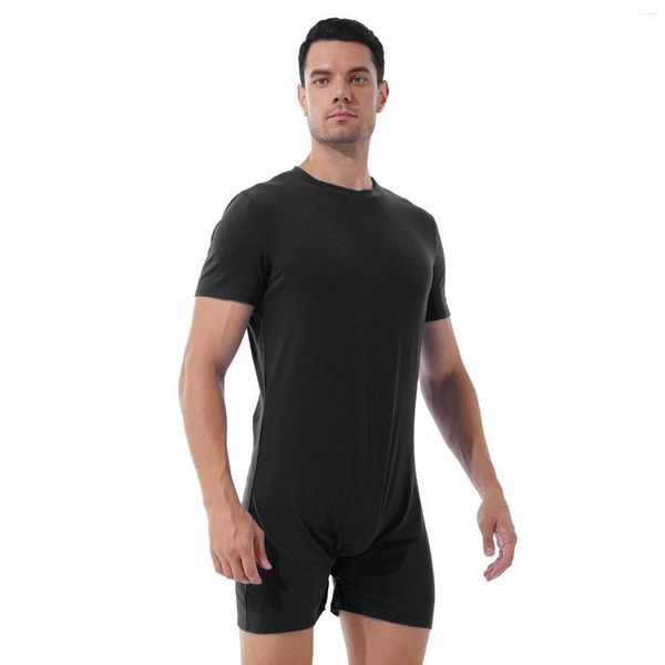 Traje de baño para mujer Traje de baño para hombres Cuello redondo Manga corta Mono Verano Deportes Ejercicio Correr Casual Cremallera invisible Una pieza Mamelucos