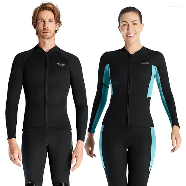 Traje de baño para mujeres Hombres Mujeres 1.5mm Neopreno Traje de buceo Split Protección solar Manga larga Surf Top Pantalones Deportes acuáticos Natación caliente 2024