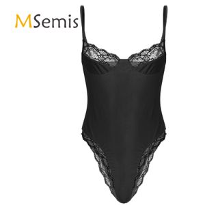 Maillots de bain pour femmes Coupe en dentelle pour hommes Bodycon Sissy Body Réglable Spaghetti Strap Sans Manches Sans Doublure Sans Fil Soutien-Gorge Justaucorps Lingerie Sous-Vêtements 230503