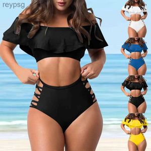 Maillots de bain pour femmes Débardeur à motifs monochromes Ensemble de mode pour dames avec poitrine révélant des vacances d'été Sexy Bikini Maillot de bain S-6XL YQ240112