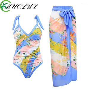 Swimwear pour femmes Muolux 2024 Bikini de fleurs 3D Set One épaule Robe en une seule-pièce de maillot de bain Bikinis Baignoire de plage de luxe