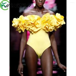 Swimwear Women Muolux 2024 3d Flower Femme Bikini Arrivée sexy One Piece Massuit de maillot de bain Cover up Bathing Costume Beachwear Monokini