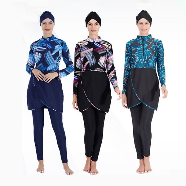 Traje de baño de mujer Traje de baño musulmán Traje de baño modesto para mujer Hijab Traje de baño Cubierta completa Ups Moda islámica de manga larga Swim Bathing 230720