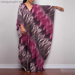 Dames badmode nieuwe bloemenprint boho jurk over maat losse maxi lange jurk strand deksel 2022 gewaad de plage kaftan tuniek voor strand pareos t230505