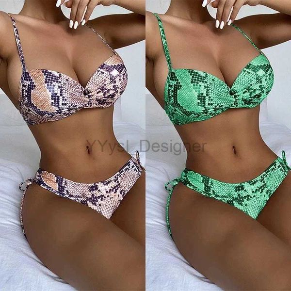 Swimwear pour femmes Nouveaux bikini à motifs de serpent pour femmes européennes et américaines de maillot de bain imprimé de maillot de bain en acier Bikini D240429