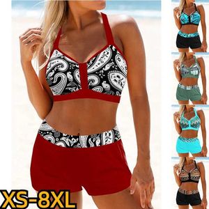 Maillots de bain pour femmes Nouveau maillot de bain rétro taille haute pour femme nouveau design imprimé bikini maillot de bain été deux pièces maillot de bain J240330