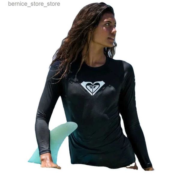 Traje de baño para mujer Nueva camiseta de surf para mujer Camiseta de amor Playa Protector solar Rashguard Traje de baño protector UV UPF Buceo Traje deportivo Q240306