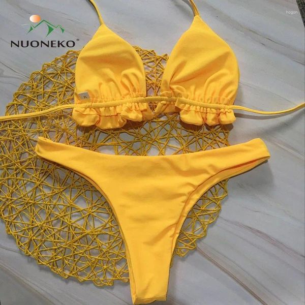 Maillots de bain pour femmes Nuoneko Summer Sexy Bikini Set Femmes Two Piece Maillot de bain Beach Split Surf Natation Beachwear BKN06