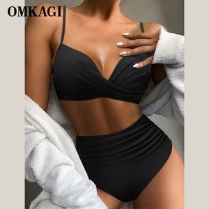 Dames badmode Omkagi High Taille Bikini sexy zwempakset solide sring badpak print push up vrouwen 230422