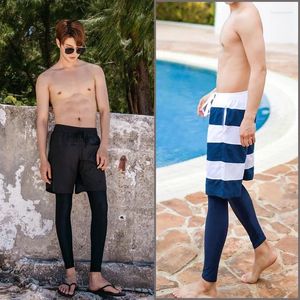 Swimwear féminin One Piece Men Pantalon Swimming Douleur 2 en 1 Chaisseur de bain sec rapide Shorts de plage Double couche