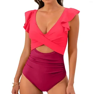 Swimwear pour femmes Sexy Bikini Bikini Fashion Color Blocking avec un soutien-gorge sans support en acier Costume de baignade