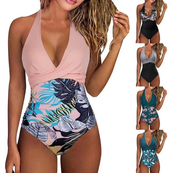 Swimwaies pour femmes Sexy Bikini Bikini Patchwork Backless Backsuit avec soutien-gorge rembourré sans acier Skin Friendly Ropa de Mujer