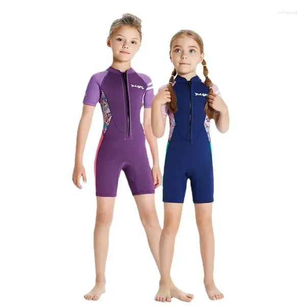 Swimwear pour femmes One Piece à manches courtes Néoprène Néoprène Travail pour enfants Swimsuit Cold Nathing Swimming Felling Adgitor 2,5 mm